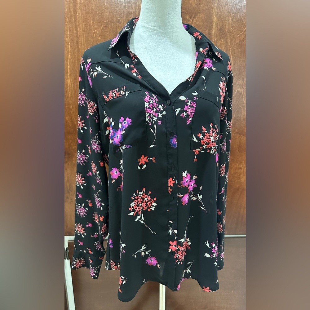 Floral Black Blouse
